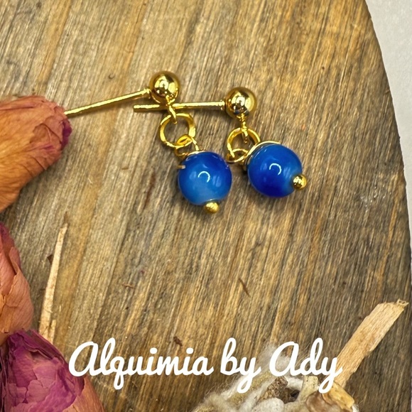 Alquimia Gold and Blue Earrings apatite - Picture 1 of 1